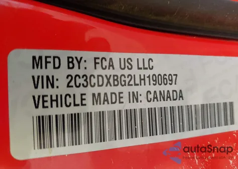 2020 Dodge Charger Sxt Rwd из США, поврежденный, VIN 2C3CDXBG2LH190697